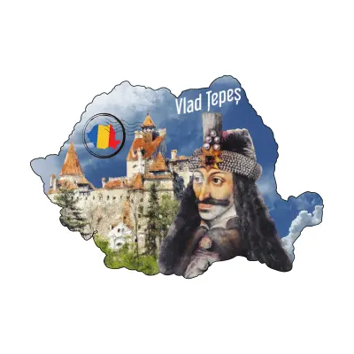 Castelul bran, vlad tepes, magnet harta, model mgs193